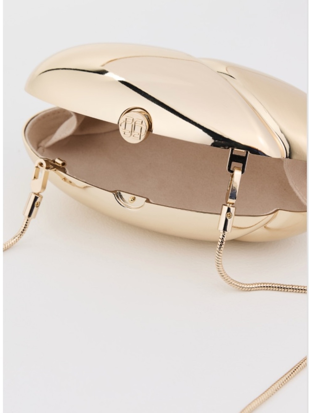 Simkhai Ameera Clutch Gold Structural Statement Round Oval Clutch Bag - Picture 3 of 10